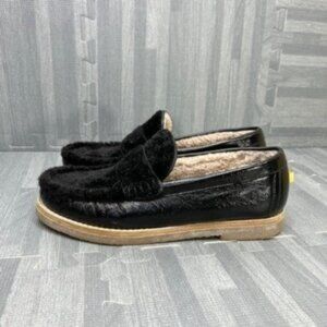 Stuart Weitzman Bromley Lamb Fur Loafers Women's Size 5 Black Shearling